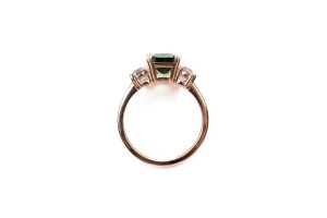 A green, purple tourmaline and diamond ring in 9 carat rose gold - 4