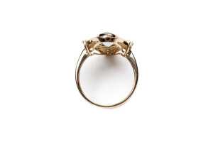 An aquamarine and diamond ring in 14 carat yellow gold - 3