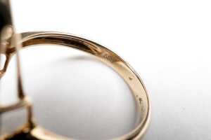 An aquamarine and diamond ring in 14 carat yellow gold - 4