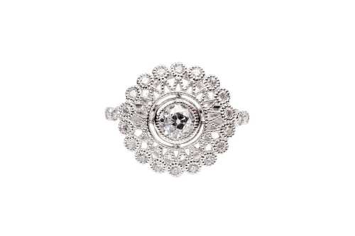 A diamond ring in 14 carat white gold