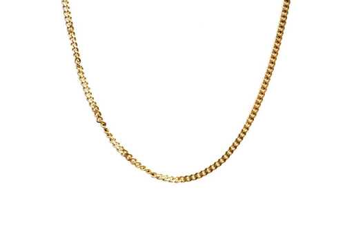 A curb link necklace in 18 carat yellow gold