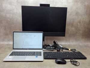 HP Pro Book 450 G8 laptop plus keyboard, monitor, mouse and cables