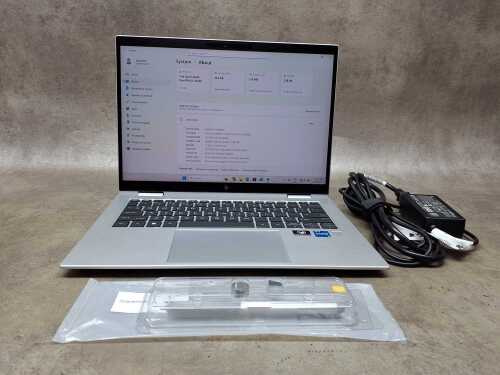 HP Elite Book laptop, HP Rechargeable Active Pen G3 and cables