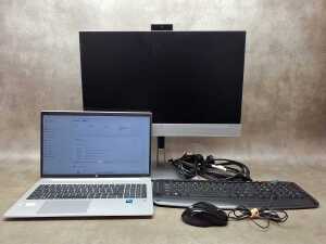 HP Pro Book laptop plus keyboard, monitor, mouse and cables