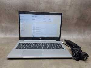 HP ProBook 450 G7 laptop and cables