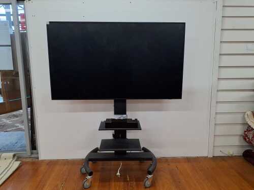 Samsung commercial display screen/smart TV with control box, on a mobile stand
