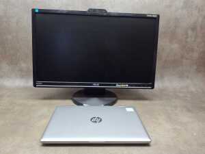 HP ProBook laptop plus keyboard, monitor, mouse and cables - 4