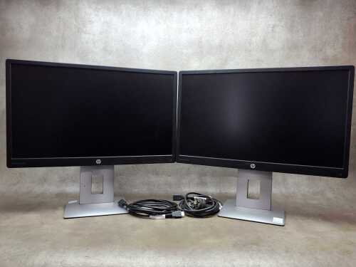 A pair of HP E240 monitors,