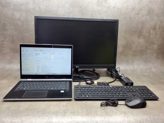 HP ProBook laptop plus keyboard, LG monitor, mouse and cables