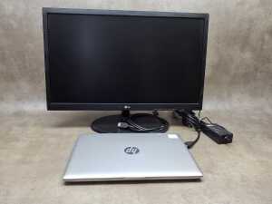 HP ProBook laptop plus keyboard, LG monitor, mouse and cables - 4