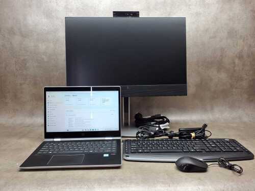 HP ProBook laptop plus keyboard, monitor, mouse and cables