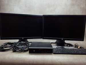 HP Compaq Elite 8300 SFF PC plus 2 monitors - 2
