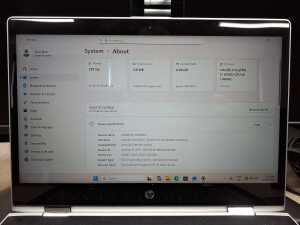 HP Pro Book laptop plus keyboard, two ASUS monitors, mouse and cables - 3