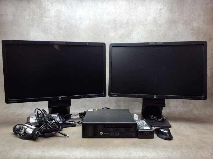 HP Elite desk 800GI PC with two monitors