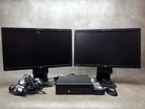 HP Elite desk 800GI PC with two monitors
