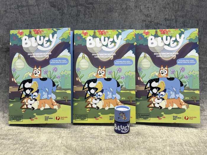 Three Bluey uncirculated coin sets