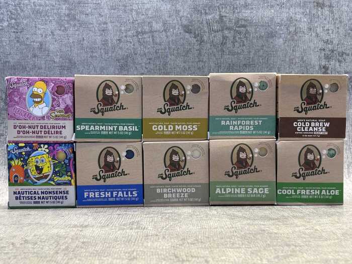 Group of Dr. Squatch soap