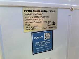 Devanti portable washing machine 4.6kg - 4