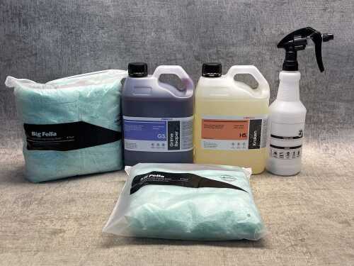 Group of car cleaning products