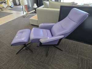 IMG Comfort Norway leather swivel recliner and matching footstool - 3