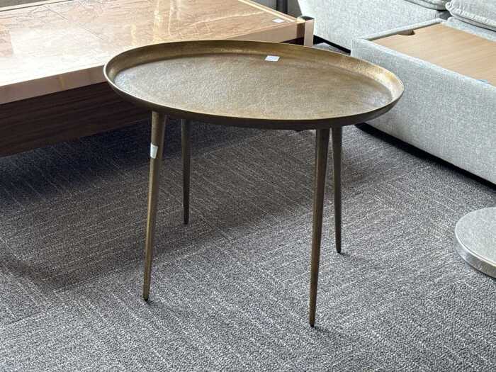 Brass finish oval side table