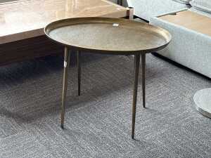 Brass finish oval side table