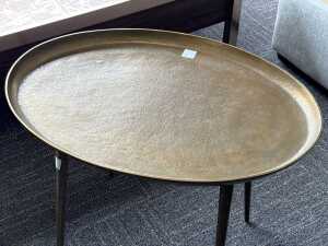 Brass finish oval side table - 2