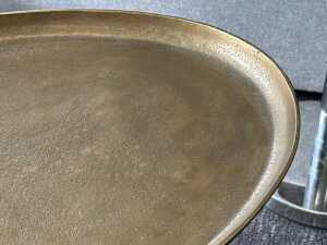 Brass finish oval side table - 3
