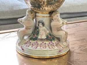 Capodimonte hand painted ceramic urn - 4