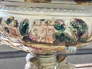 Capodimonte ceramic lidded centrepiece bowl - 3