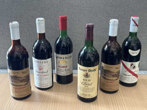 Mixed vintage red wine, six bottles