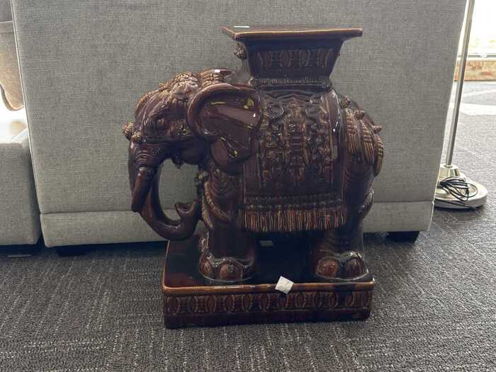 Glazed ceramic elephant garden seat