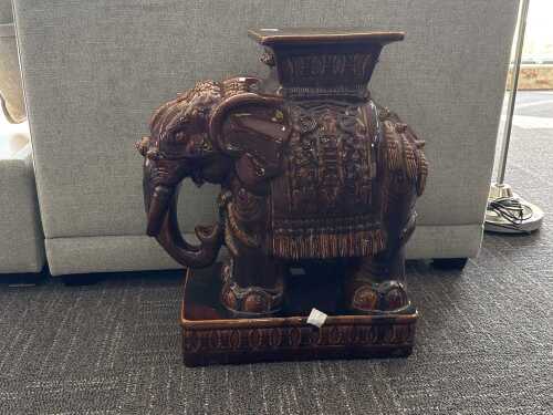 Glazed ceramic elephant garden seat