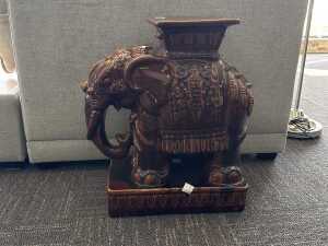 Glazed ceramic elephant garden seat