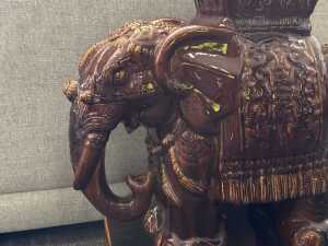 Glazed ceramic elephant garden seat - 2