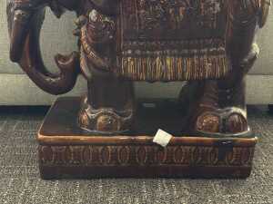 Glazed ceramic elephant garden seat - 3