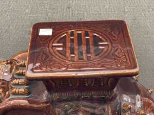 Glazed ceramic elephant garden seat - 4