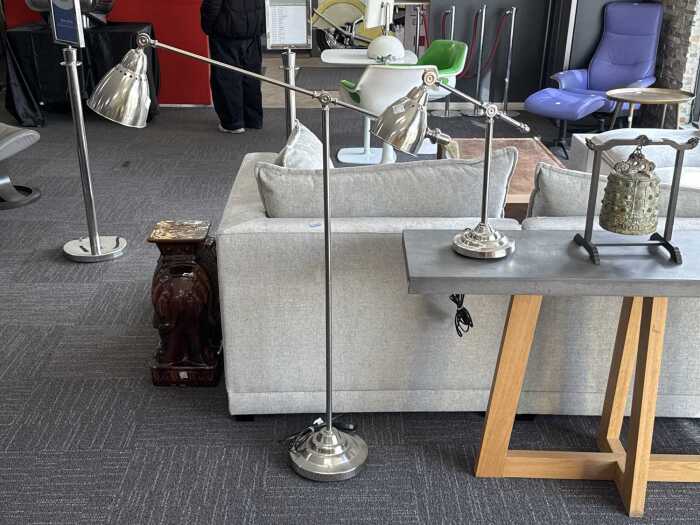 Pair of chrome adjustable lamps