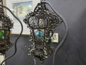 Pair of decorative wrought iron floor lamps - 7