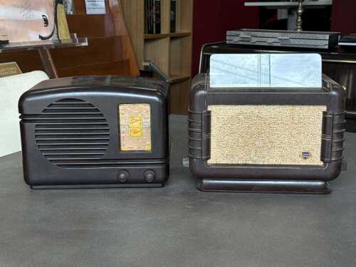 Vintage Mullard and Healing bakelite mantel radios