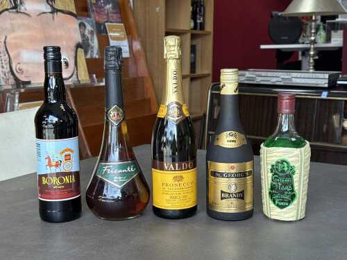Five bottles of alcohol