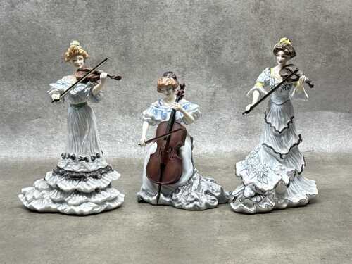 Three Royal Doulton 'Edwardian String Quartet' porcelain lady figures