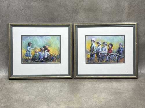 63 · Christine Cafarella-Pearce (1952- ), two childhood-themed pastel drawings on paper