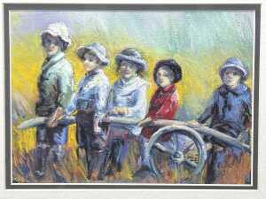 Christine Cafarella-Pearce (1952- ), two childhood-themed pastel drawings on paper - 2