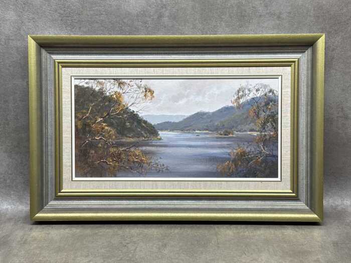 E.A. Trembath, Eildon Weir. Oil painting on board