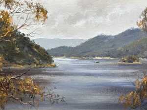 E.A. Trembath, Eildon Weir. Oil painting on board - 2
