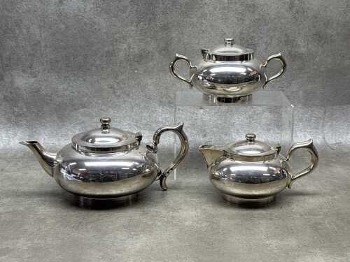 Challenge silver plated three piece tea service