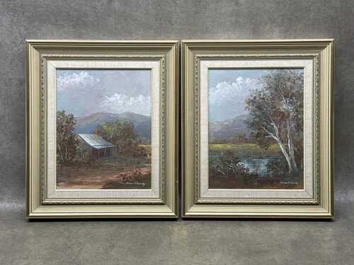 Theresa Kennedy, Australian rural scenes. Pair of oil paintings on board