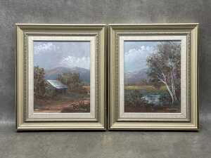 Theresa Kennedy, Australian rural scenes. Pair of oil paintings on board