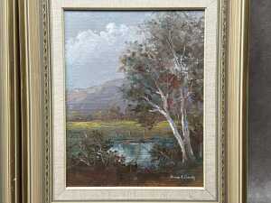 Theresa Kennedy, Australian rural scenes. Pair of oil paintings on board - 3